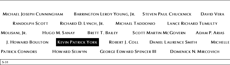 Panel S-31, South Pool, National September 11 Memorial