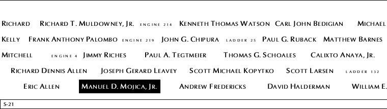 Panel S-21, South Pool, National September 11 Memorial