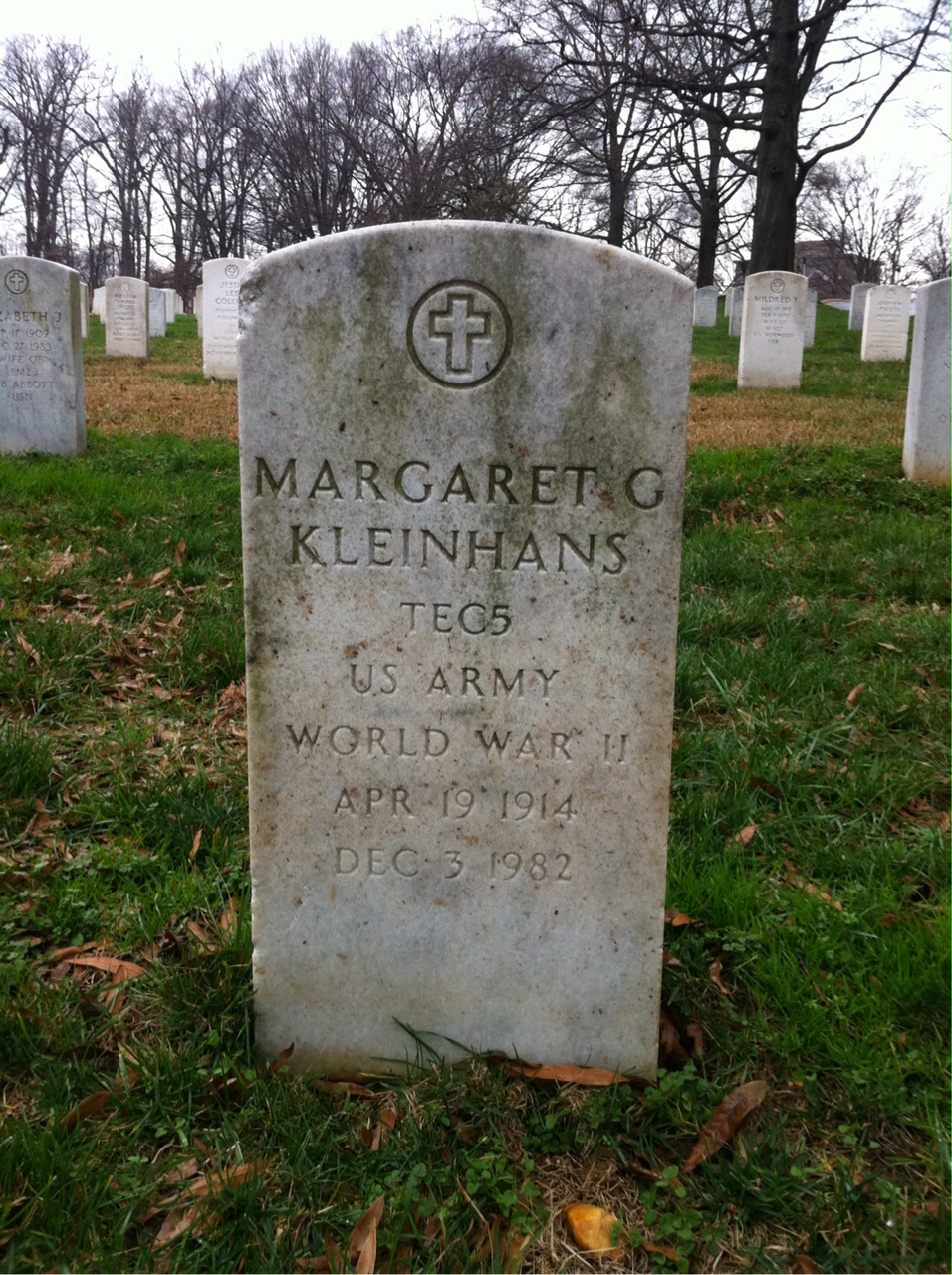 Headstone of Margaret G Kleinhans