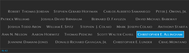 Panel N-42, North Pool, National September 11 Memorial