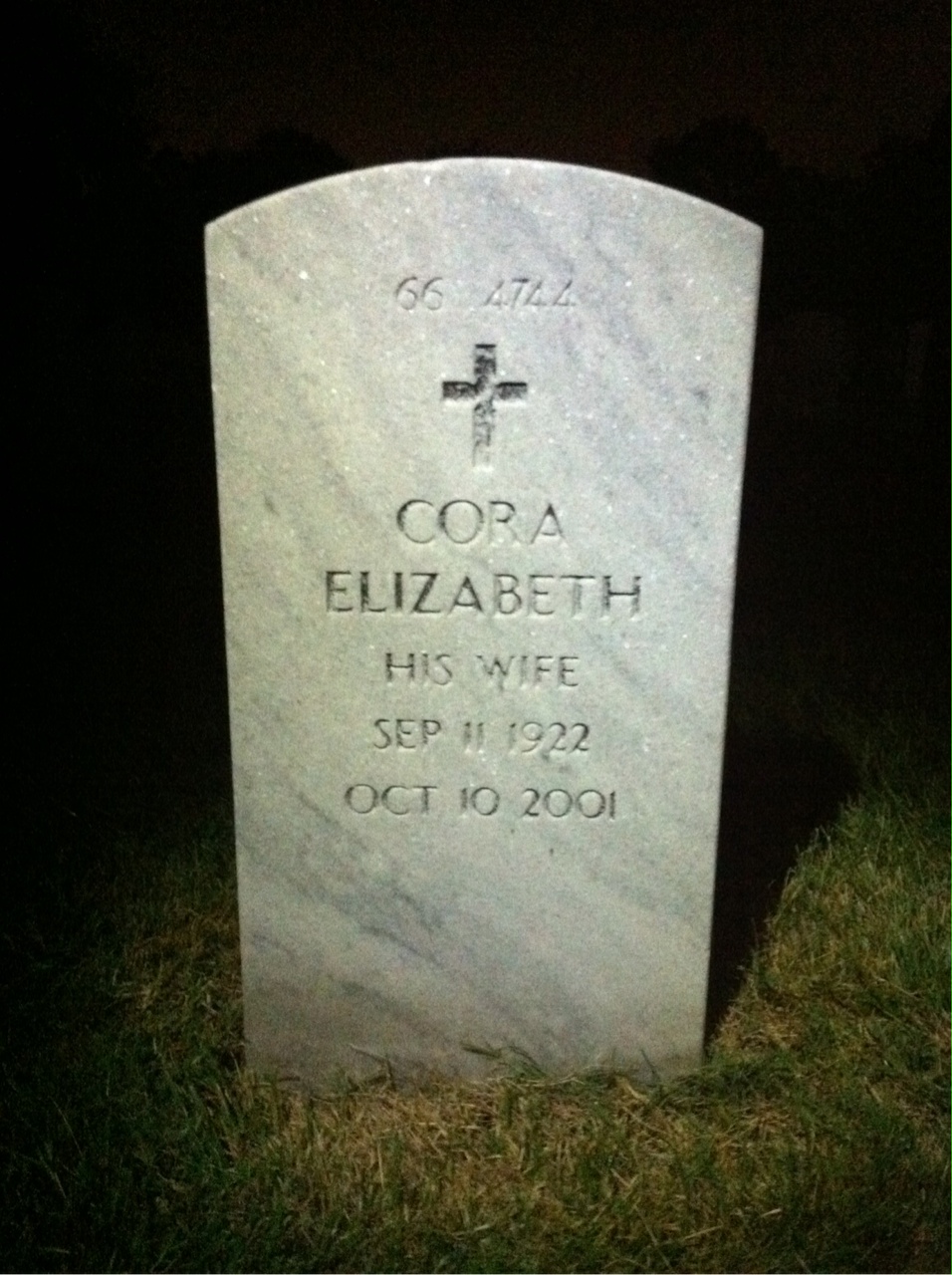 Headstone shared by 2 interments, including Maury K Moore