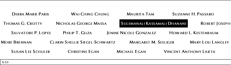 Panel S-53, South Pool, National September 11 Memorial