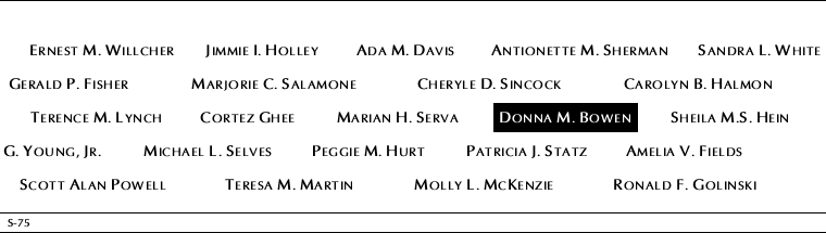Panel S-75, South Pool, National September 11 Memorial
