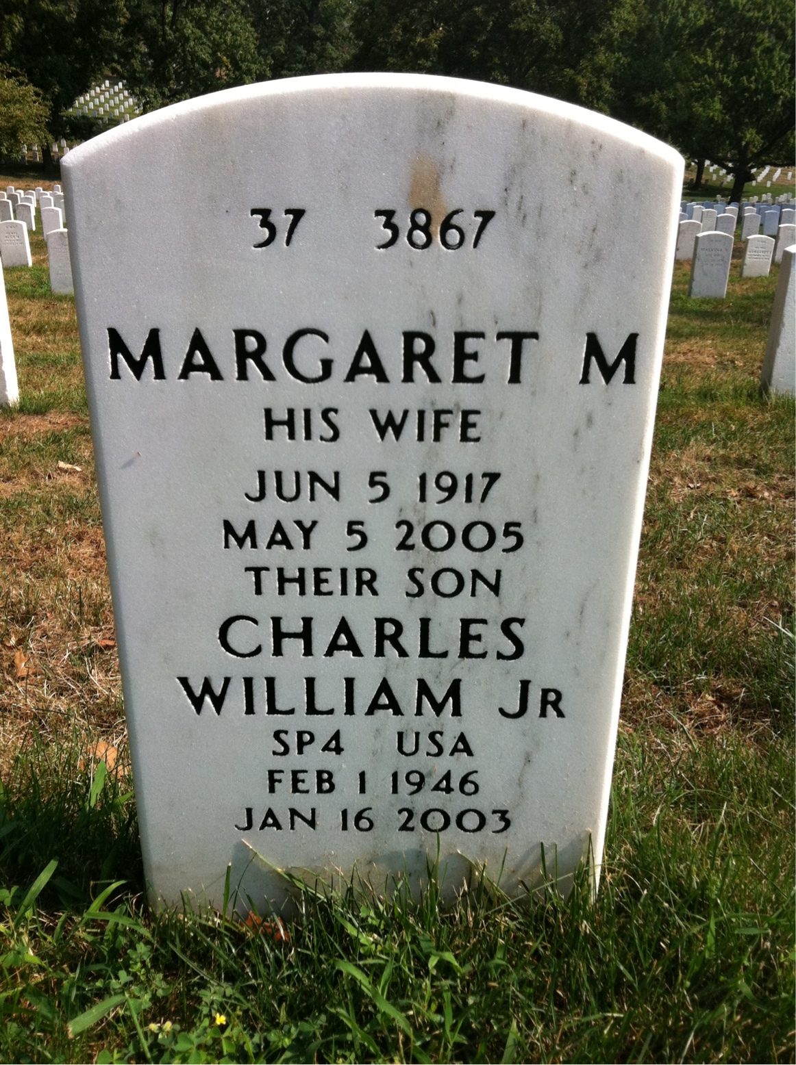 Headstone shared by 2 interments, including Charles William Weidinger