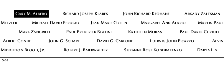 Panel S-63, South Pool, National September 11 Memorial