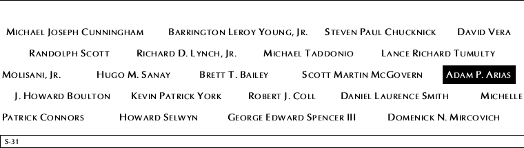 Panel S-31, South Pool, National September 11 Memorial