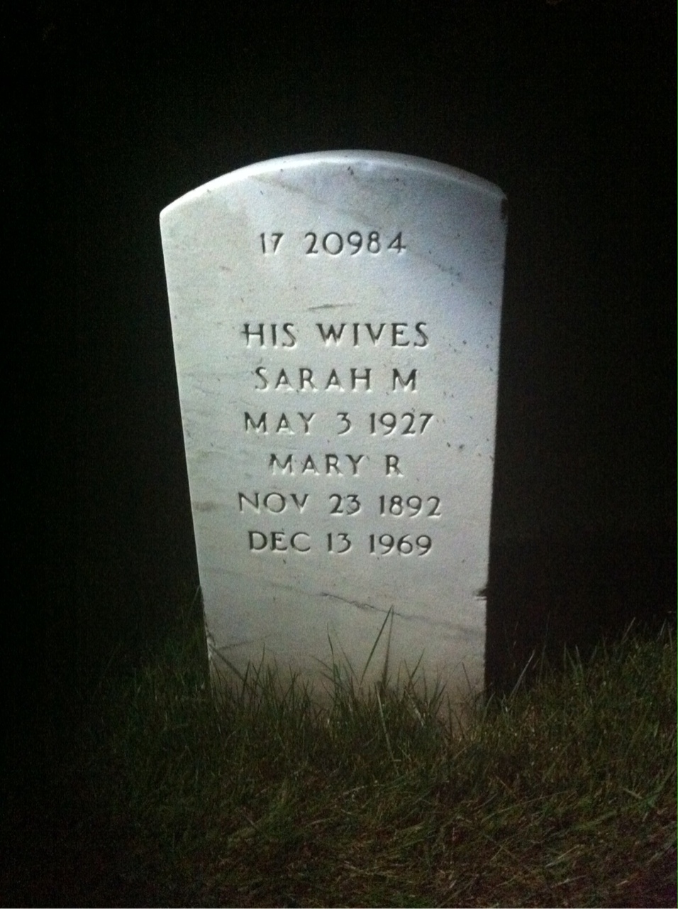 Headstone shared by 2 interments, including Mary R Pennella