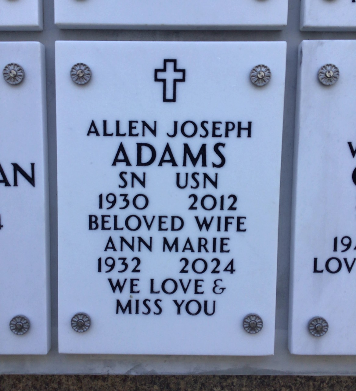 Headstone of Allen Joseph Adams