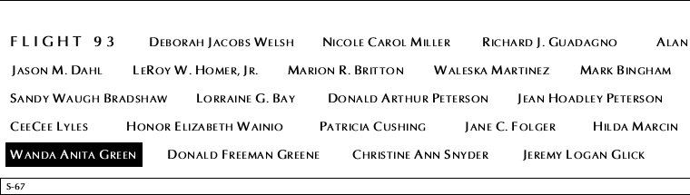 Panel S-67, South Pool, National September 11 Memorial