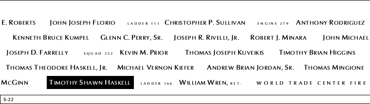Panel S-22, South Pool, National September 11 Memorial