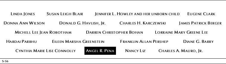 Panel S-56, South Pool, National September 11 Memorial
