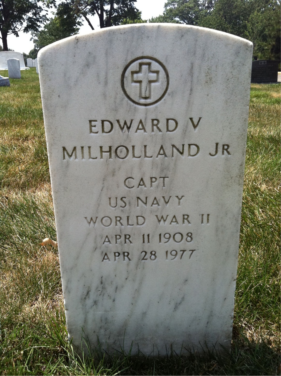 Headstone of Edward V Milholland Jr.