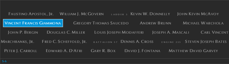 Panel S-6, South Pool, National September 11 Memorial