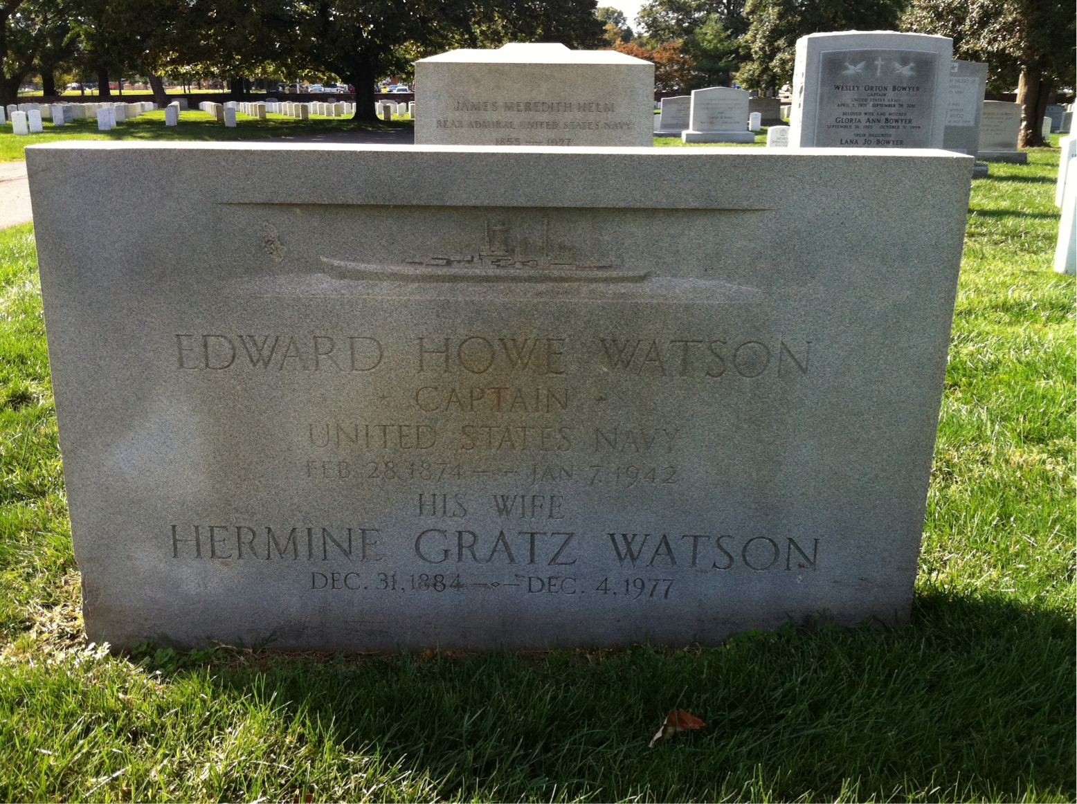 Headstone of Edward Howe Watson