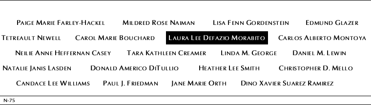 Panel N-75, North Pool, National September 11 Memorial
