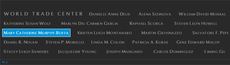 Panel N-3, North Pool, National September 11 Memorial