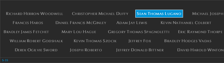 Panel S-35, South Pool, National September 11 Memorial