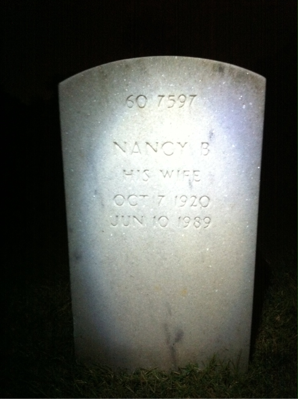 Headstone shared by 2 interments, including Nancy B Goldsborough