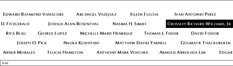 Panel S-41, South Pool, National September 11 Memorial