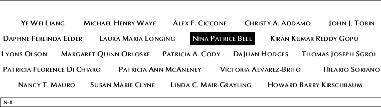 Panel N-8, North Pool, National September 11 Memorial