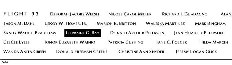Panel S-67, South Pool, National September 11 Memorial