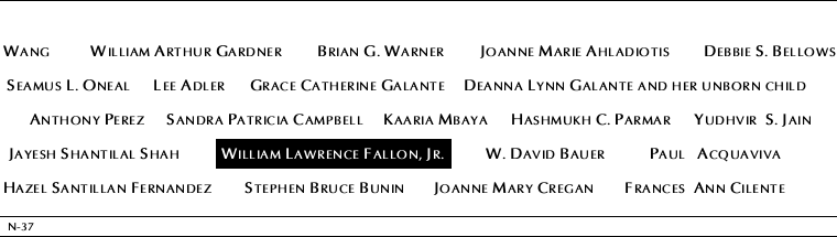 Panel N-37, North Pool, National September 11 Memorial