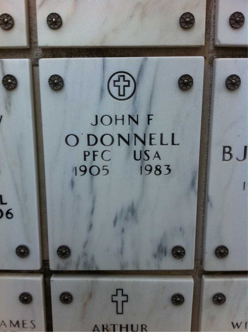 Headstone of John F O'Donnell