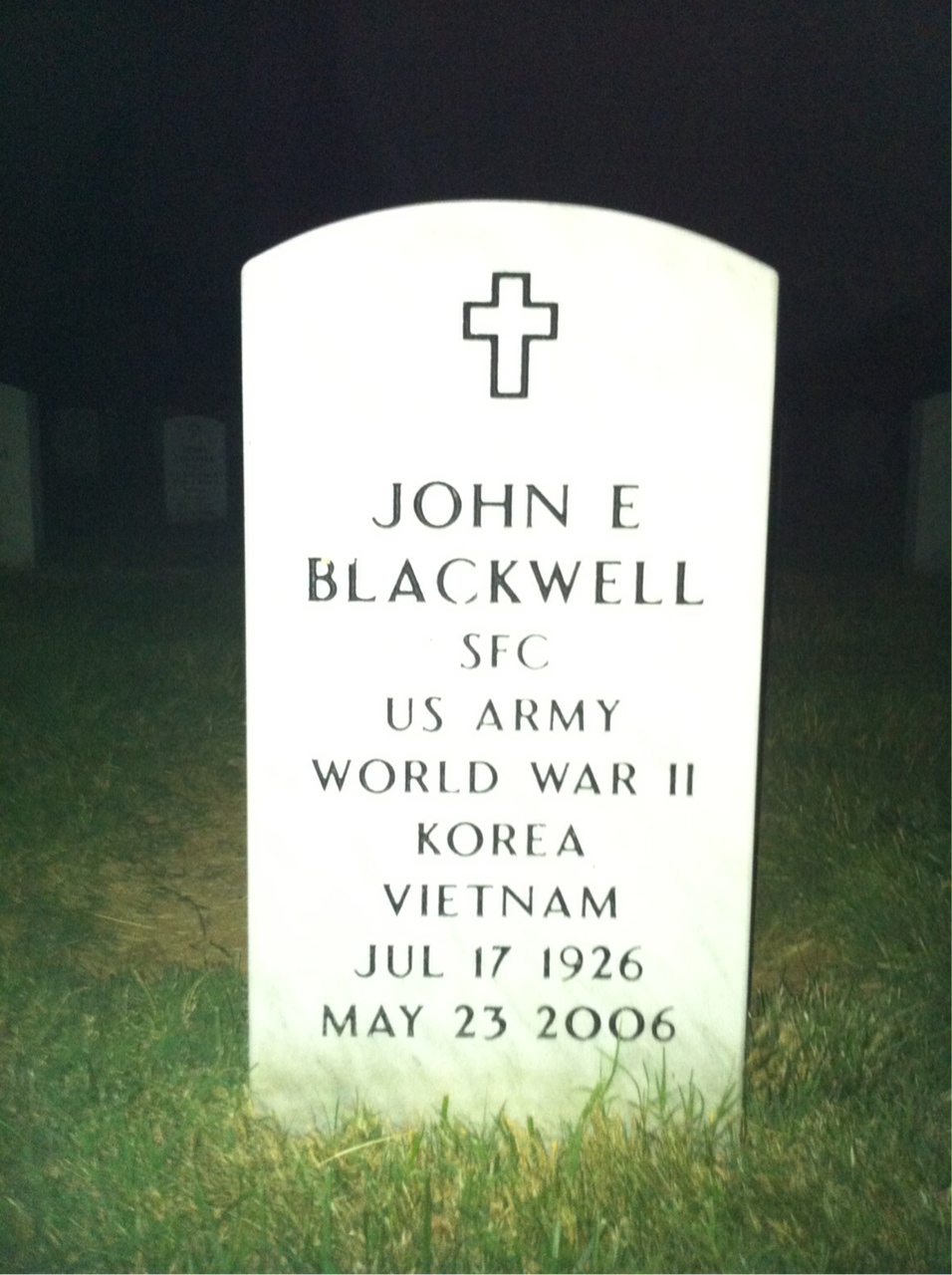 Headstone of John E Blackwell