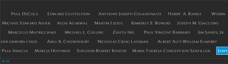 Panel N-36, North Pool, National September 11 Memorial