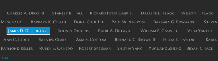 Panel S-70, South Pool, National September 11 Memorial