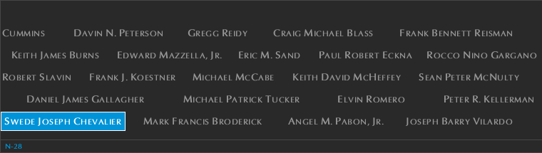Panel N-28, North Pool, National September 11 Memorial