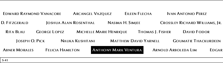 Panel S-41, South Pool, National September 11 Memorial