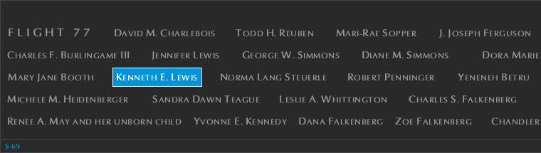 Panel S-69, South Pool, National September 11 Memorial