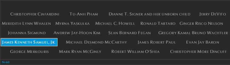 Panel N-60, North Pool, National September 11 Memorial