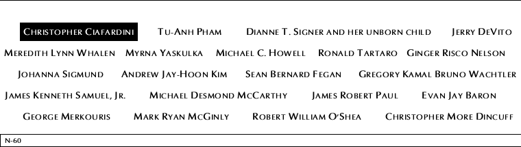 Panel N-60, North Pool, National September 11 Memorial