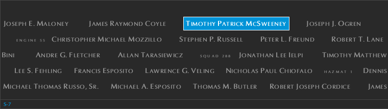 Panel S-7, South Pool, National September 11 Memorial