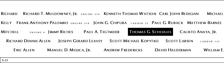Panel S-21, South Pool, National September 11 Memorial