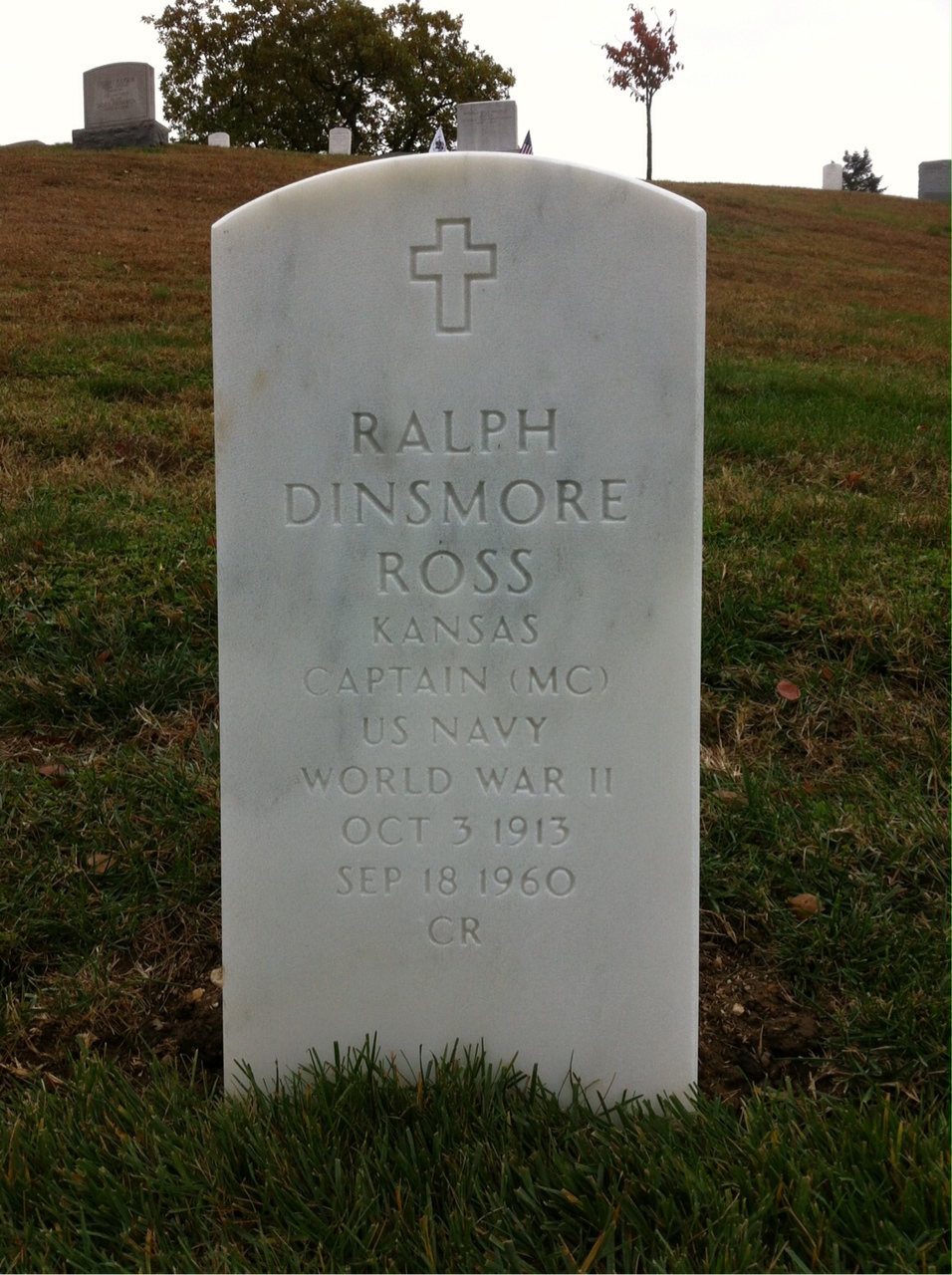 Headstone shared by 2 interments, including Ralph Dinsmore Ross