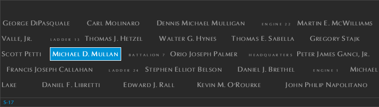 Panel S-17, South Pool, National September 11 Memorial