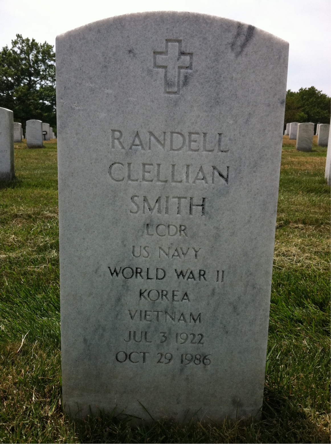 Headstone shared by 2 interments, including Randell C Smith