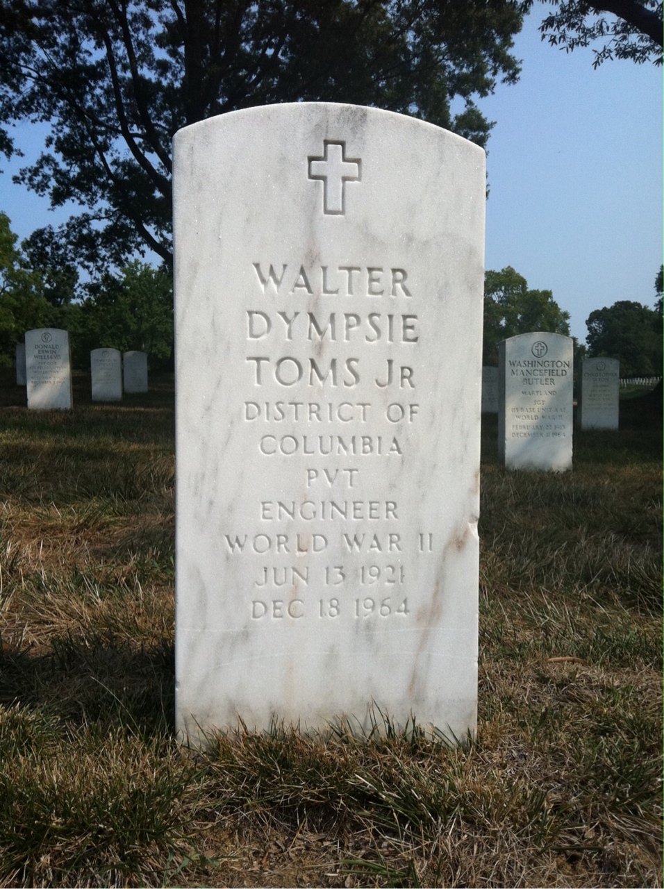 Headstone shared by 2 interments, including Ethel B Toms