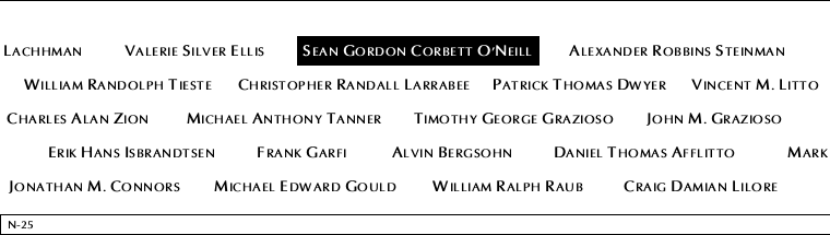 Panel N-25, North Pool, National September 11 Memorial