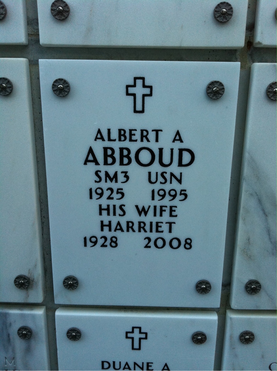 Headstone of Albert A Abboud