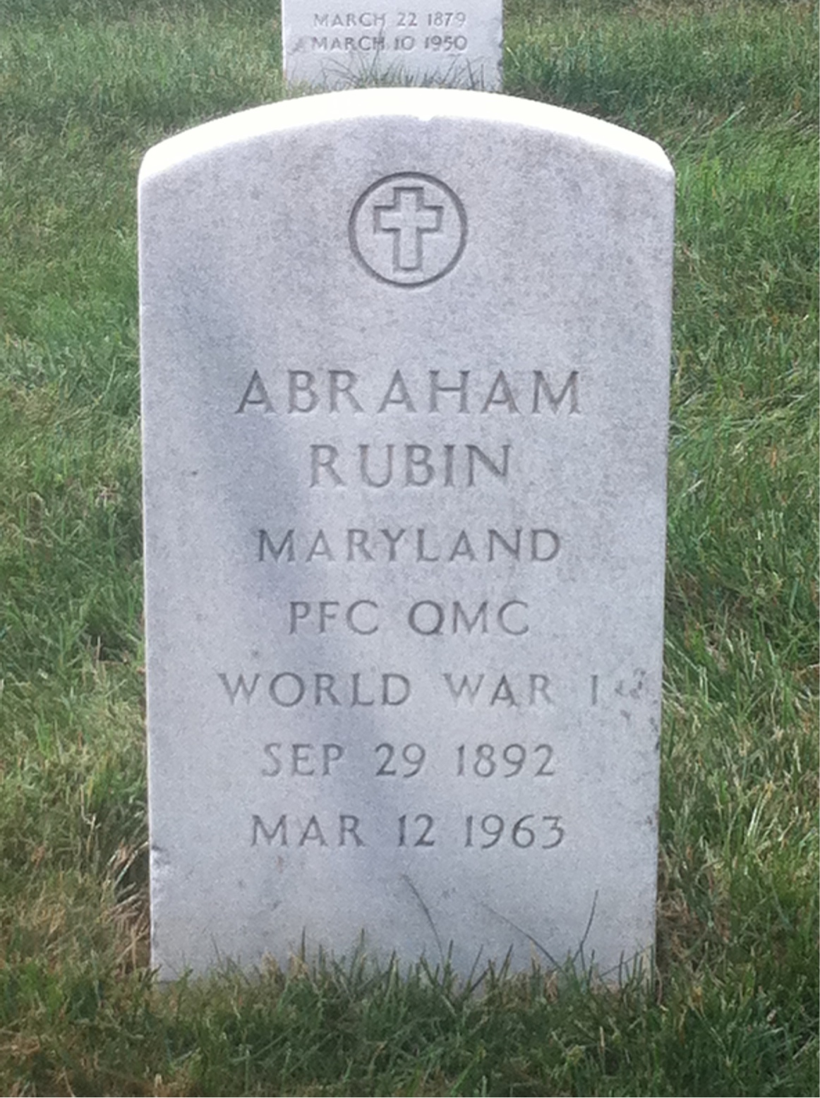 Headstone shared by 2 interments, including Abraham Rubin