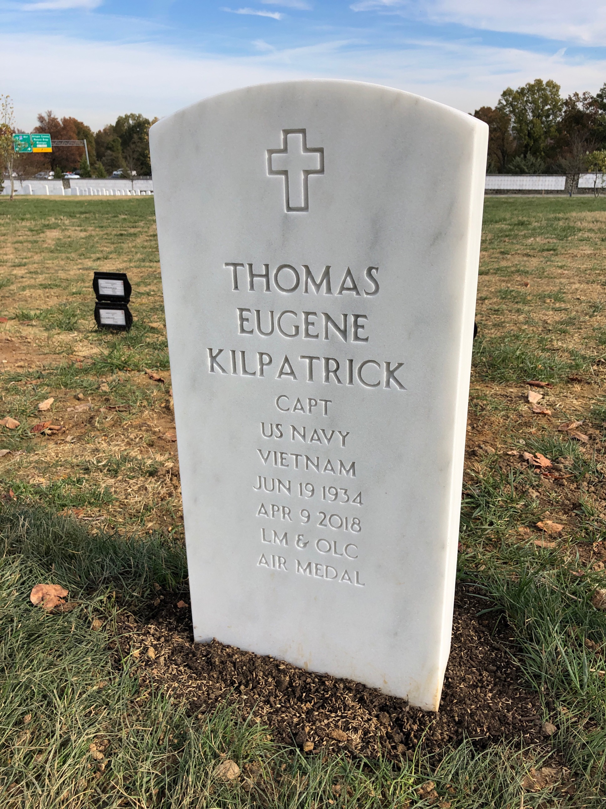 Headstone shared by 2 interments, including Thomas Eugene Kilpatrick