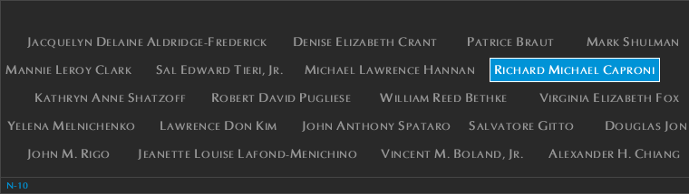 Panel N-10, North Pool, National September 11 Memorial