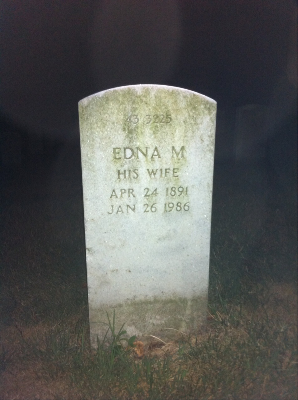 Headstone shared by 2 interments, including Edna M Smith