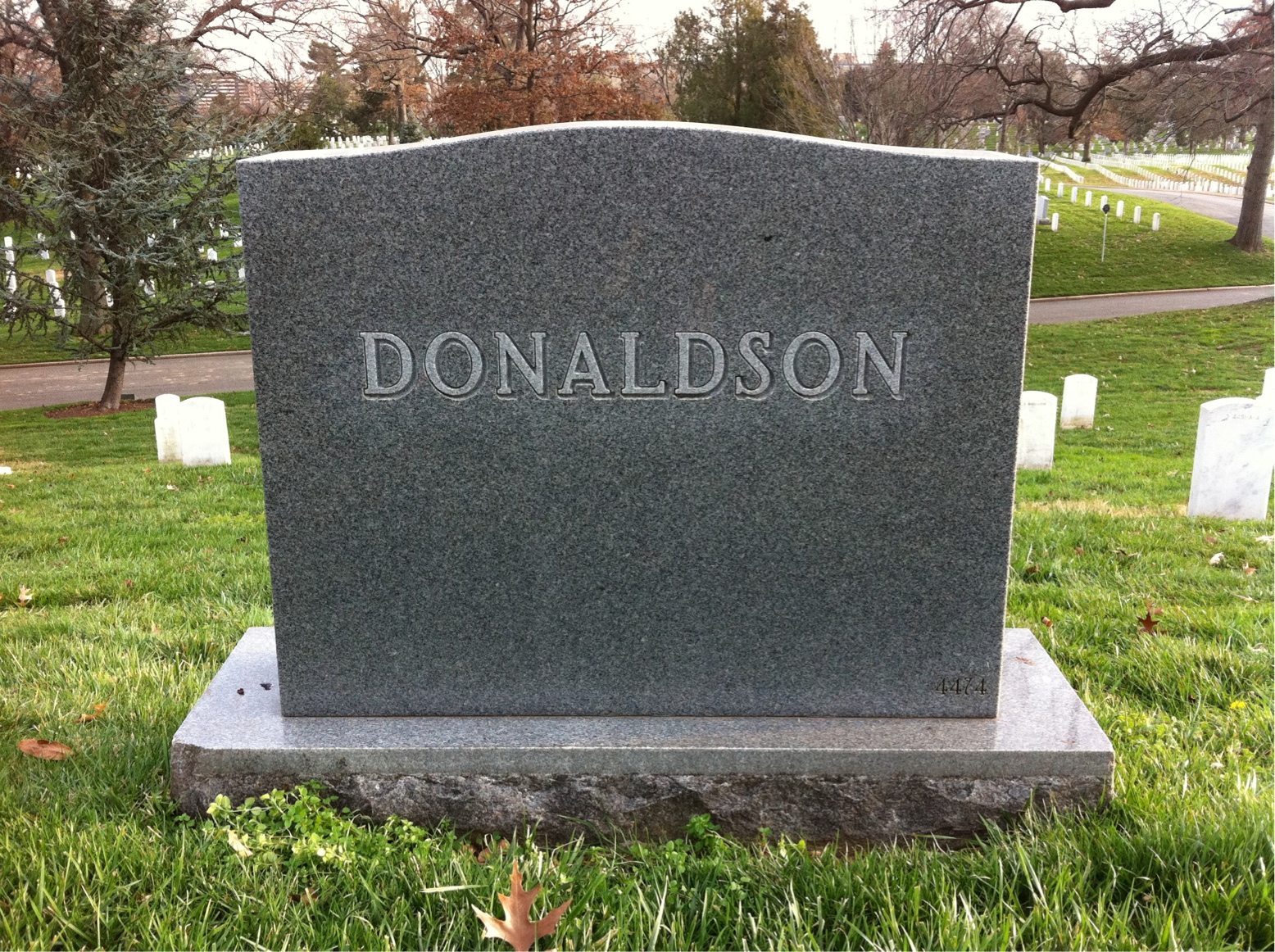 Headstone shared by 2 interments, including Robert F Donaldson Sr.