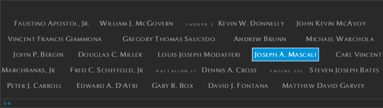 Panel S-6, South Pool, National September 11 Memorial
