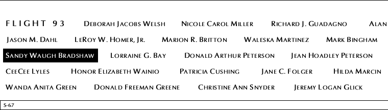 Panel S-67, South Pool, National September 11 Memorial